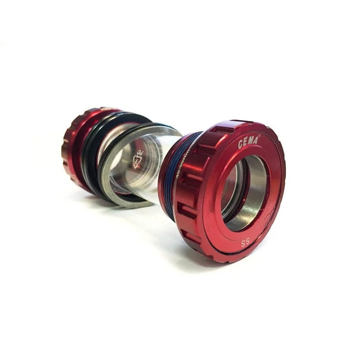 CEMA Threaded Bottom Bracket — BSA Frame (68/73mm) / 24mm Spindle (Shimano) / Hybrid Ceramic / Red
