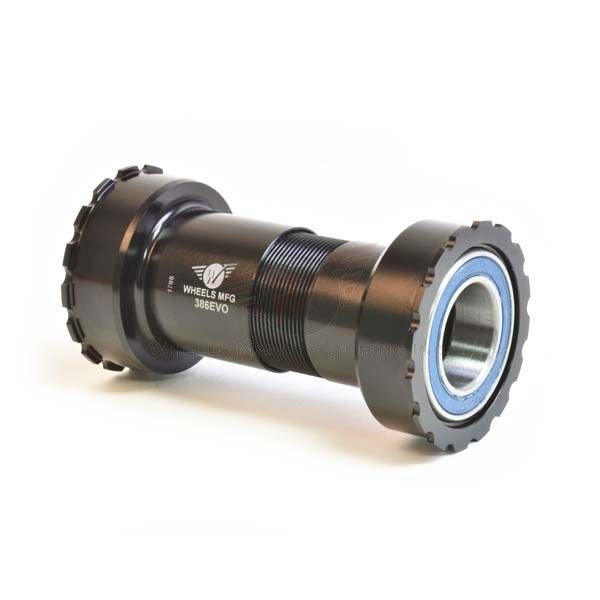 Wheels Mfg Press Fit Bottom Bracket (Thread Together) — BB386EVO Frame / 24/22mm Spindle (GXP) / Angular Contact / Black