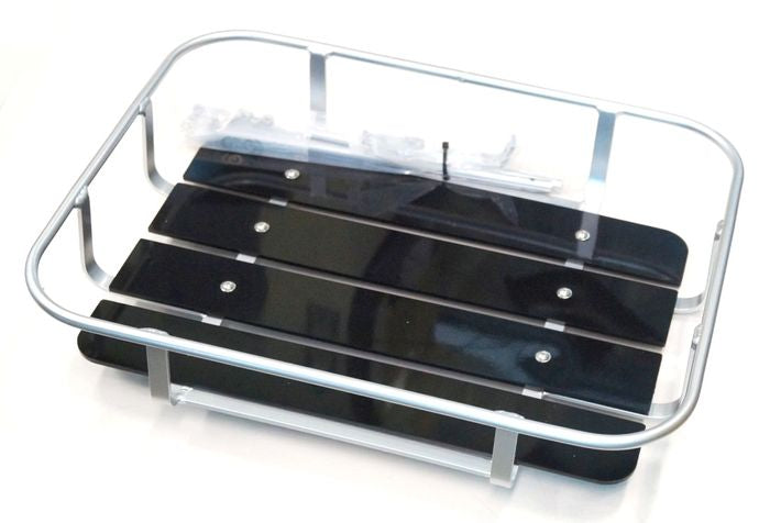 Alloy Front Rack — 50cm x 39cm x 8cm / With Fittings / Plastic Slats / Silver