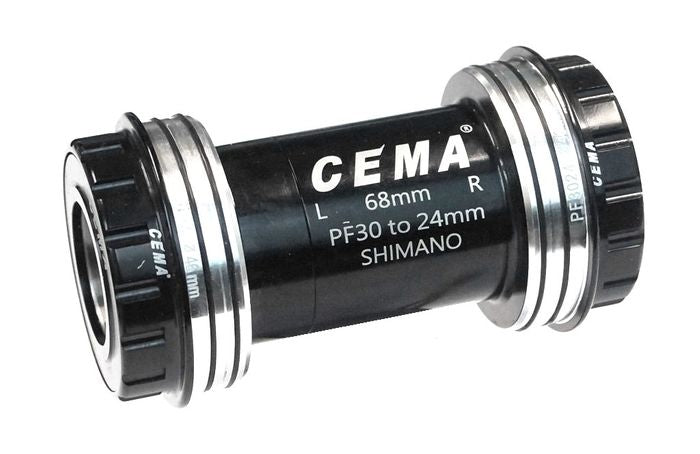 CEMA Press Fit Bottom Bracket (Thread Together) — PF30 Frame / 24mm Spindle (Shimano) / Hybrid Ceramic / Black