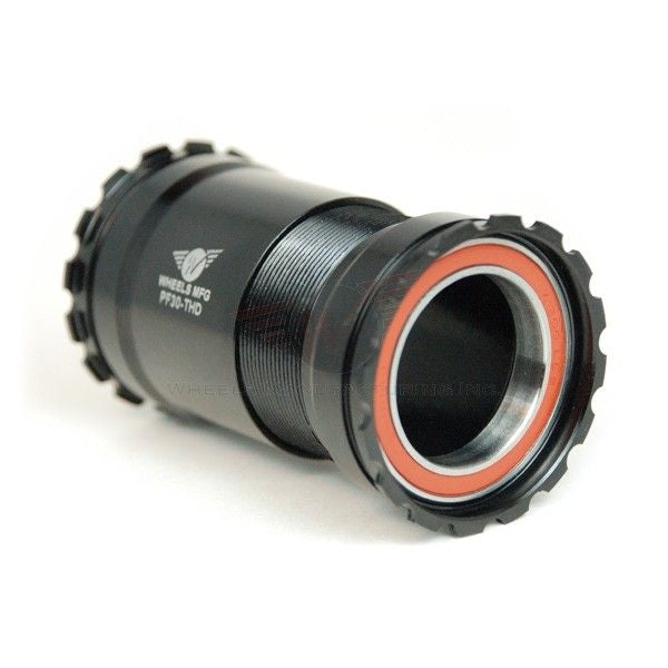 Wheels Mfg Press Fit Bottom Bracket (Thread Together) — PF30 Frame / 30mm Spindle / Angular Contact / Black