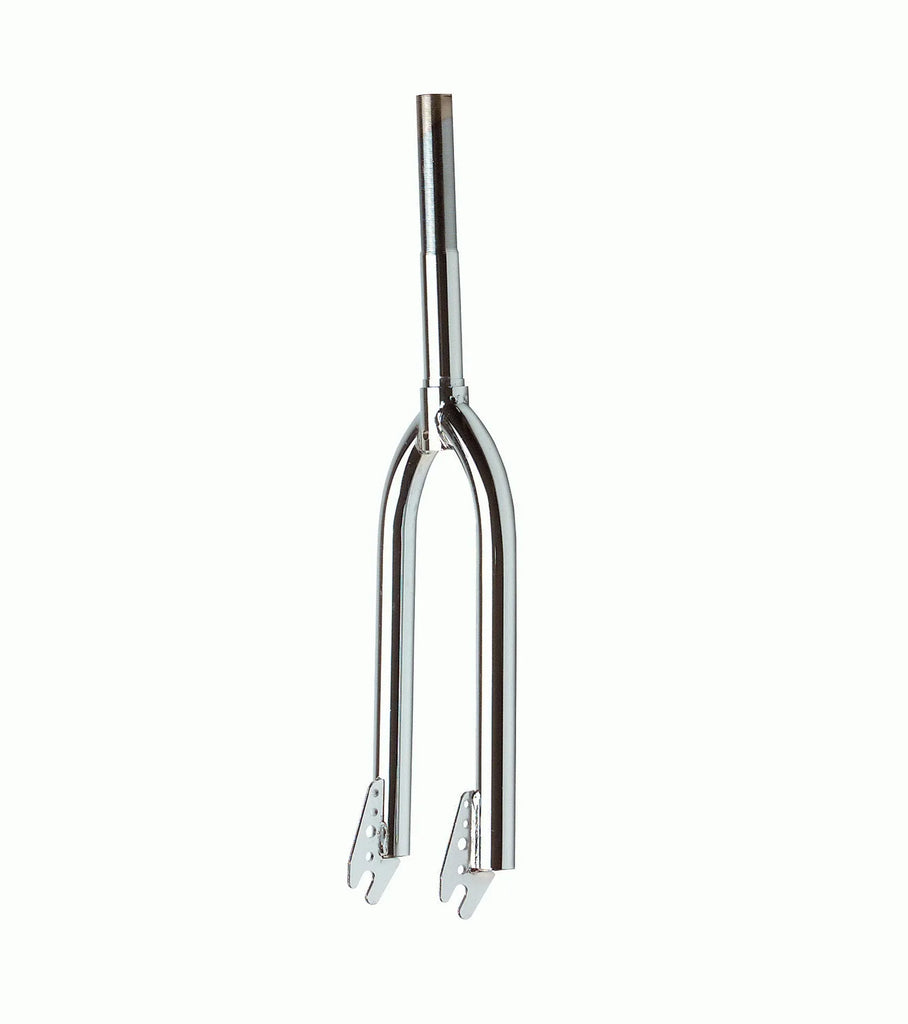 Rigid BMX Fork — For 20" Wheel / 1" Threaded / Caliper Brake / Steel / Chrome Silver