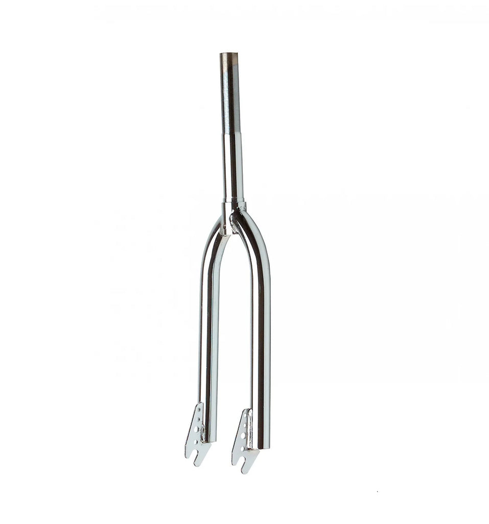 Rigid BMX Fork — For 16" Wheel / 1" Threaded / Caliper Brake / Steel / Chrome Silver