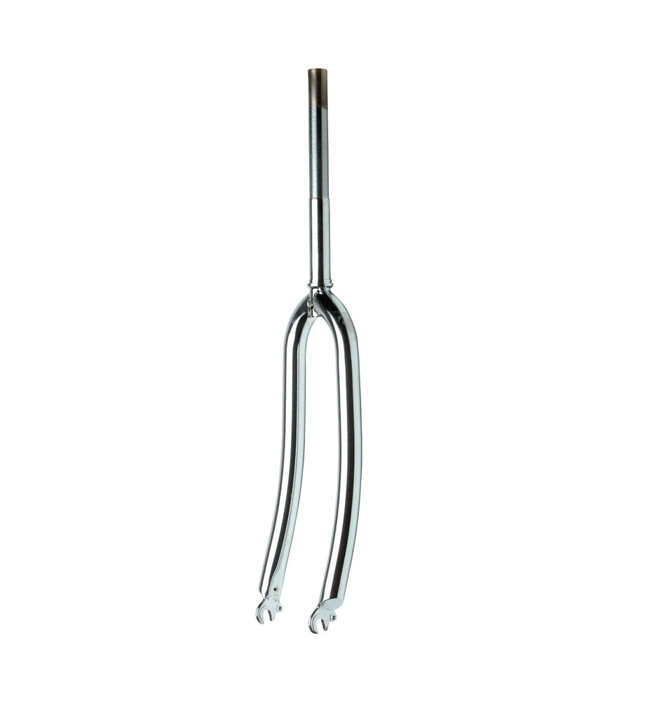 Rigid MTB Fork — For 26" Wheel / 1" Threaded / Caliper Brake / Steel / Chrome Silver