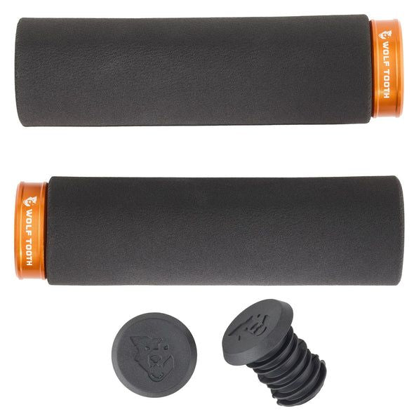 Wolf Tooth Fat Paw Lock-On Grips — Open End / Orange Collar / Black