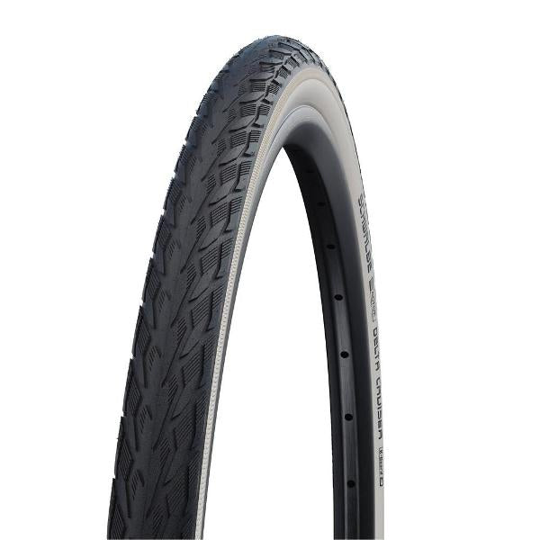 Schwalbe Delta Cruiser Plus Wire Bead Tyre — 700 x 28c (28-622) / Reflective / White Wall