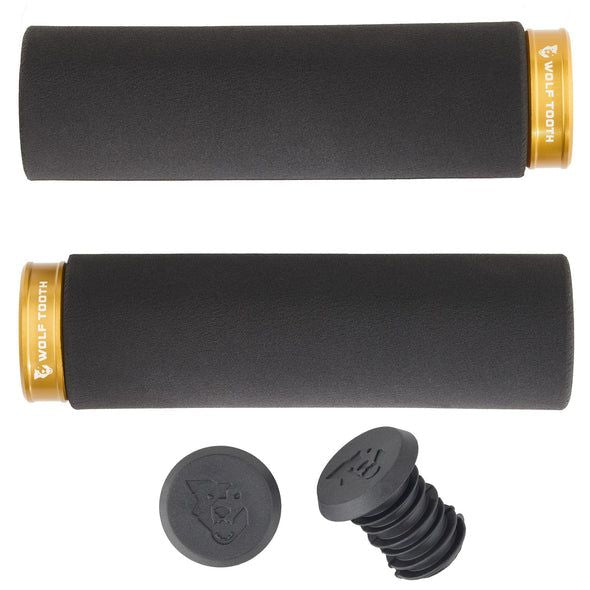 Wolf Tooth Fat Paw Lock-On Grips — Open End / Gold Collar / Black