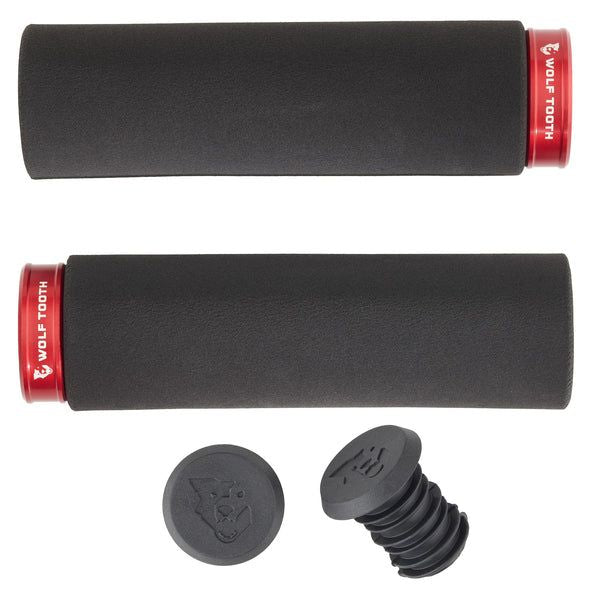 Wolf Tooth Fat Paw Lock-On Grips — Open End / Red Collar / Black
