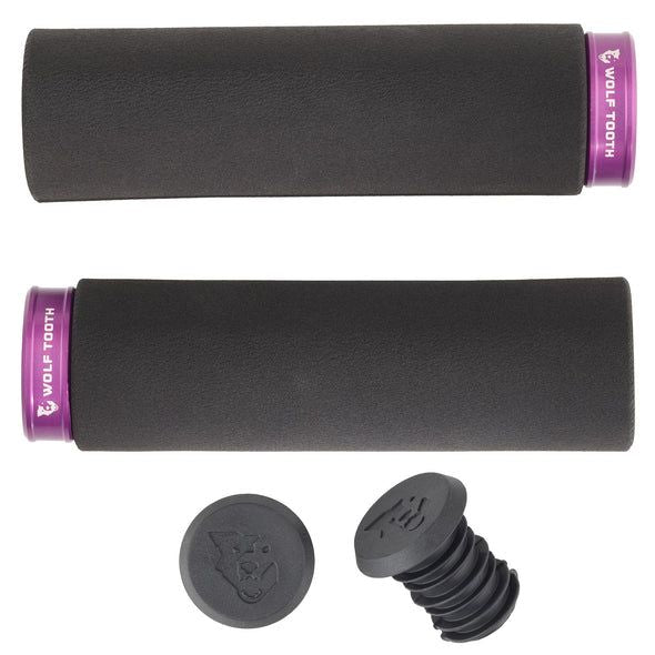 Wolf Tooth Fat Paw Lock-On Grips — Open End / Purple Collar / Black