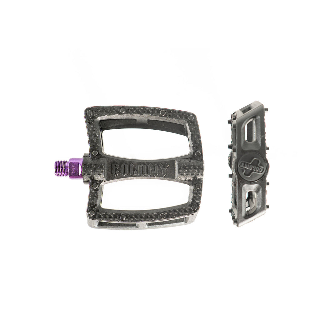 Colony Fantastic Plastic BMX Pedals — 9/16" Thread / Black & Purple