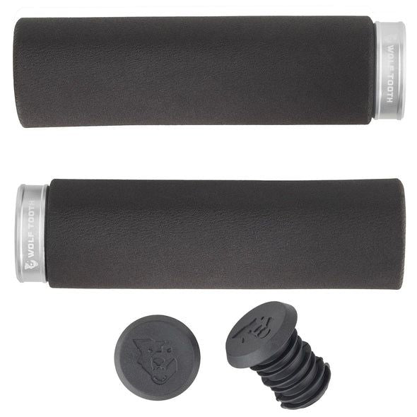 Wolf Tooth Fat Paw Lock-On Grips — Open End / Raw Silver Collar / Black