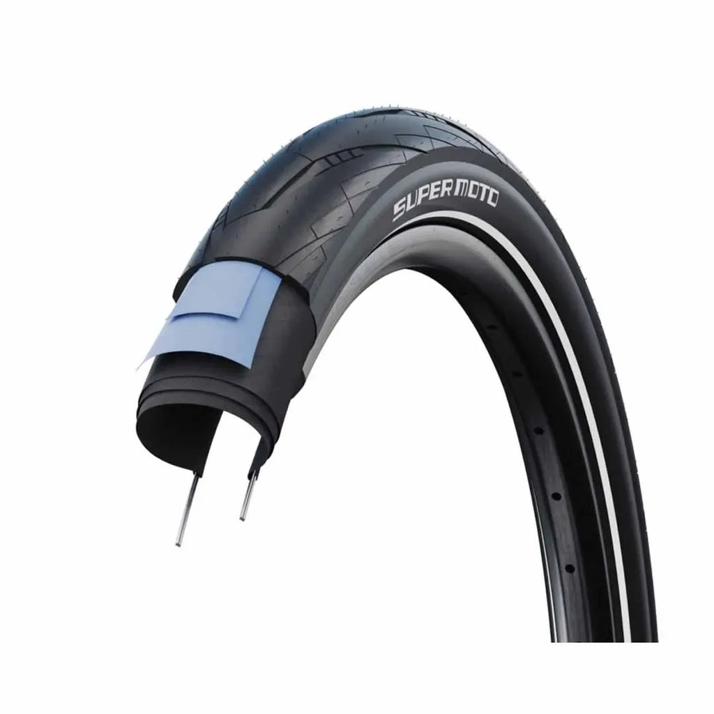 Schwalbe Super Moto Wire Bead Tyre — 700 x 50c (50-622) / ADDIX Double Defense + RaceGuard / Reflective / Black Wall