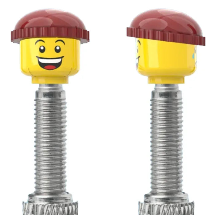 Brick Head Valve Caps — Presta / Double-Sided / Open Mouth + Sad Tears / Brown Beanie [2pc]