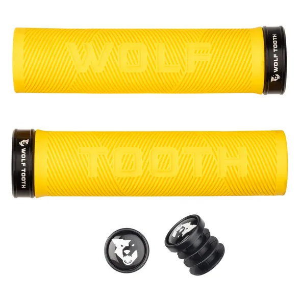 Wolf Tooth Echo Lock-On Grips — Open End / Black Collar / Yellow
