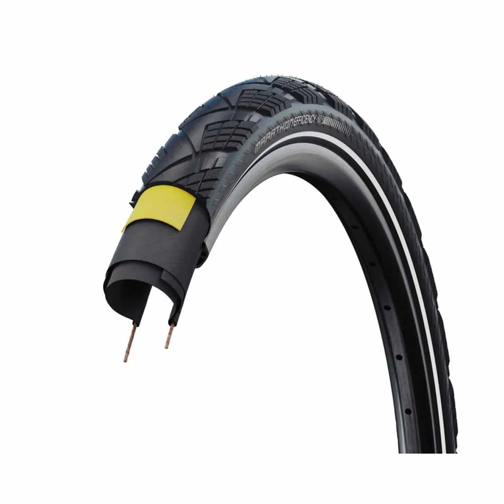 Schwalbe Marathon Efficiency Folding Tyre — 700 x 38c (40-622) / Super Race ADDIX Race V-Guard / Reflective / Black Wall