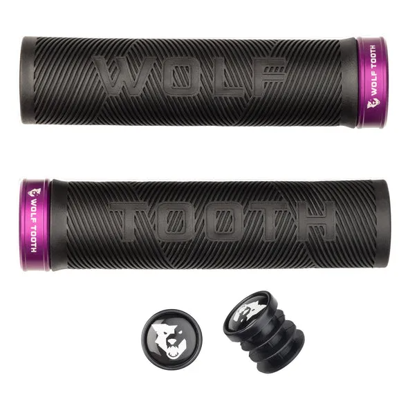 Wolf Tooth Echo Lock-On Grips — Open End / Purple Collar / Black