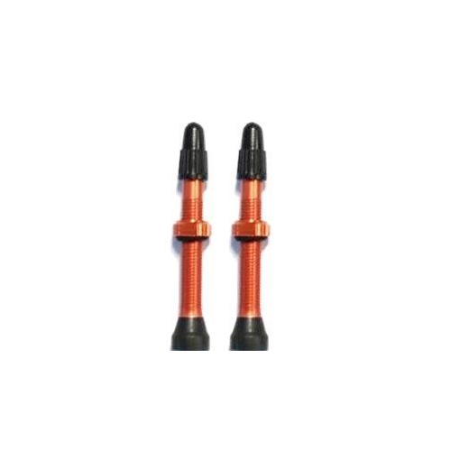 Generic Tubeless Presta Valve — 44mm / Alloy / Orange [2pc]