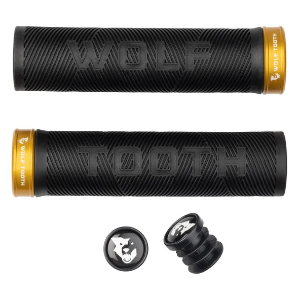 Wolf Tooth Echo Lock-On Grips — Open End / Gold Collar / Black