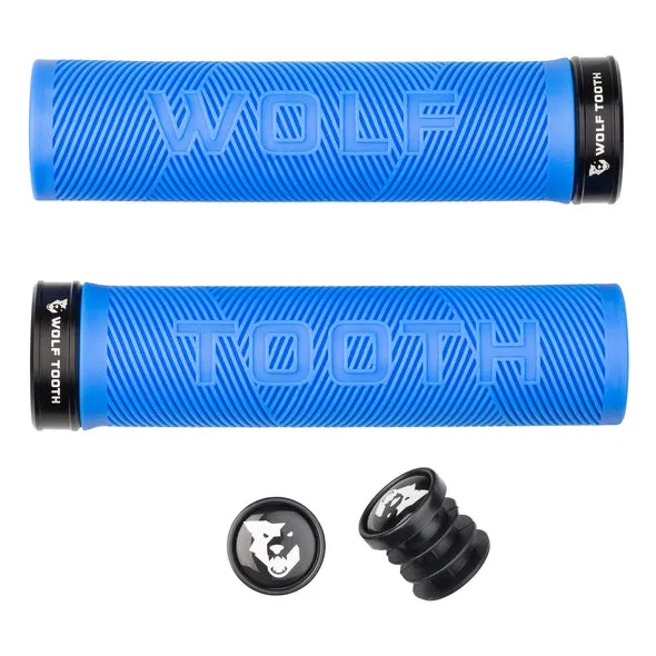 Wolf Tooth Echo Lock-On Grips — Open End / Black Collar / Blue