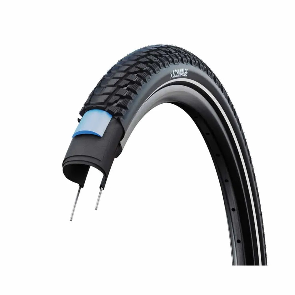 Schwalbe Marathon Plus Tour Wire Bead Tyre — 700 x 38c (40-622) / ADDIX Green SmartGuard / Reflective / Black Wall