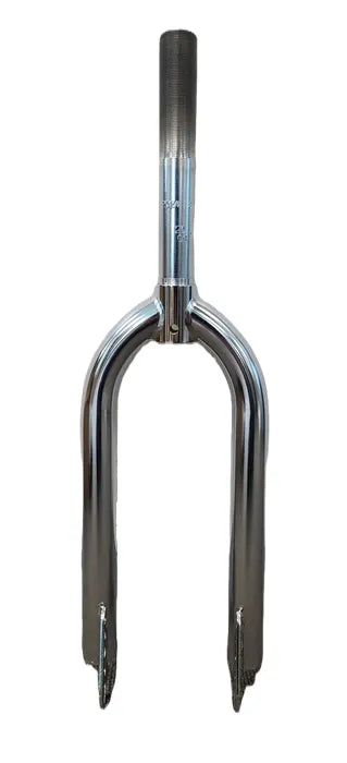 Rigid BMX Fork — For 20" Wheel / 1" Threaded / Caliper Brake / Steel / Chrome Silver