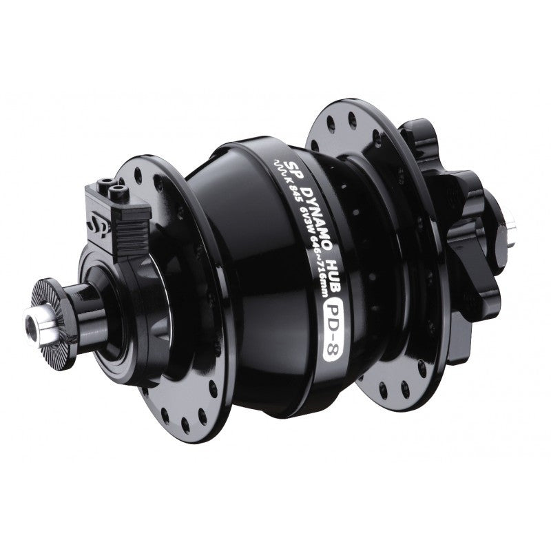 SP PD-8 Dynamo Hub — 36h / QR / 6 Bolt / Black