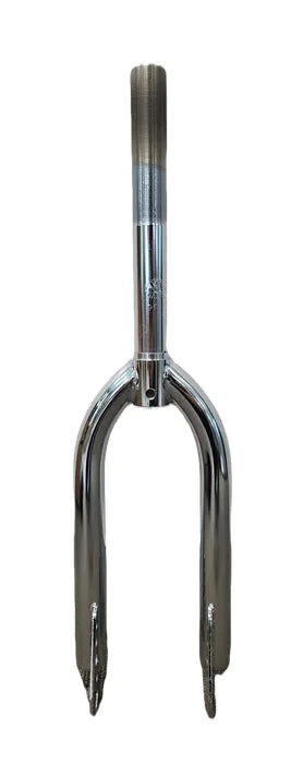 Rigid BMX Fork — For 16" Wheel / 1" Threaded / Caliper Brake / Steel / Chrome Silver