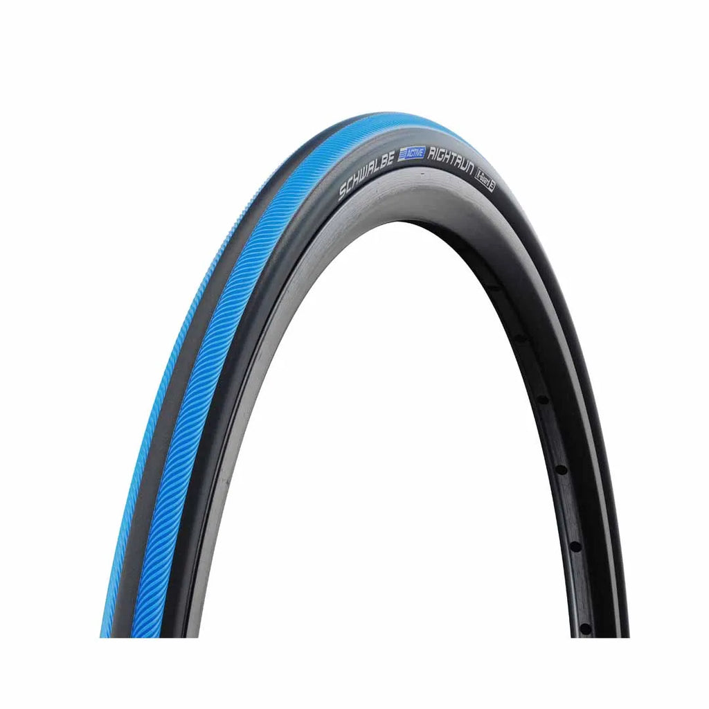 Schwalbe RightRun Wire Bead Tyre — 24 x 1.00" (25-540) / Black'n'Roll K-Guard / Blue Stripes / Black Wall