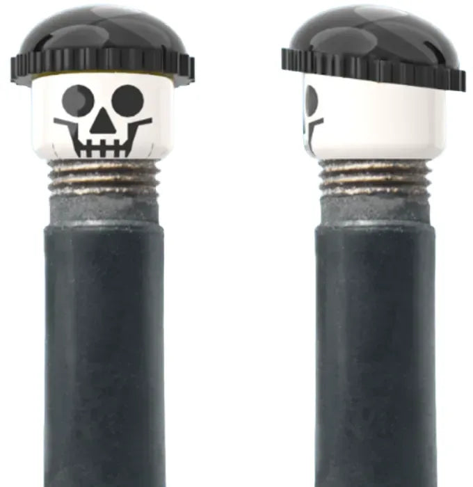 Brick Head Valve Caps — Schrader / Single-Sided / Skull / Black Beanie [2pc]