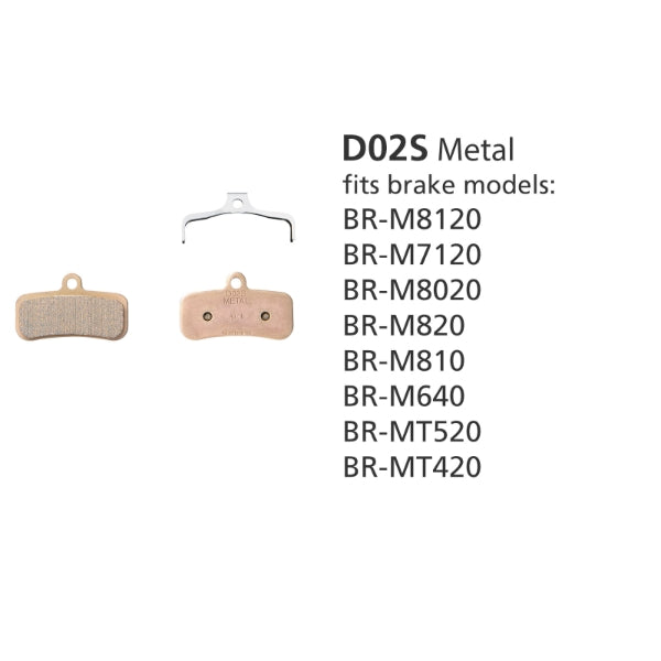 Shimano D02S Disc Brake Pads — Metallic Compound / Steel Plate