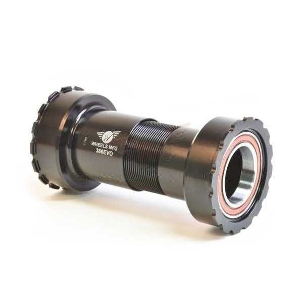 Wheels Mfg Press Fit Bottom Bracket (Thread Together) — BB386EVO Frame / 24mm Spindle (Shimano) / Angular Contact / Black
