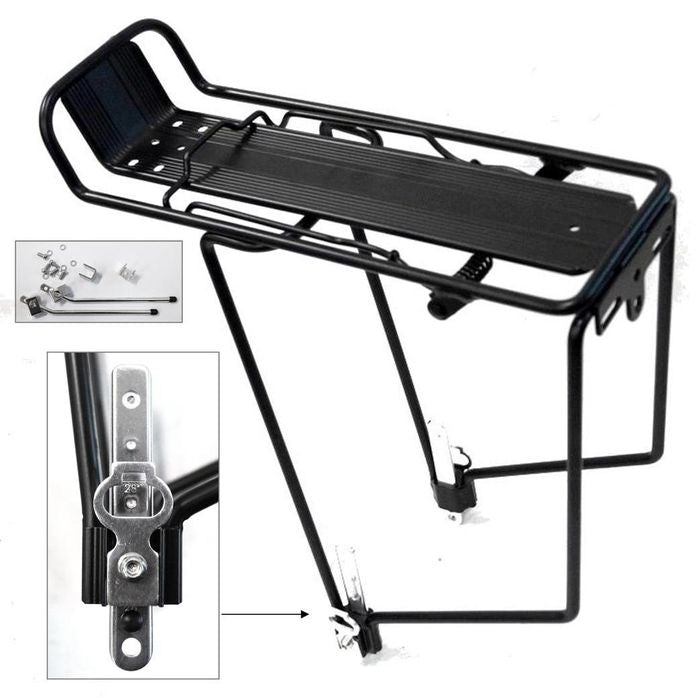 Ostand Rear Pannier Rack — Adjustable 26"-700c / With Integrated Spring / Black