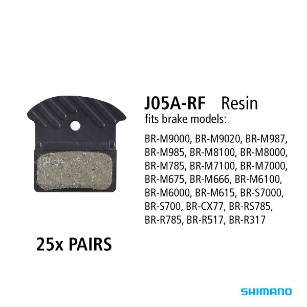 Shimano J05A-RF Disc Brake Pads — Resin Compound  [25pc]
