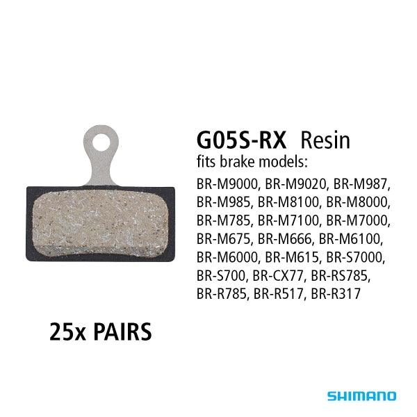 Shimano G05S-RX Disc Brake Pads — Resin Compound  [25pc]