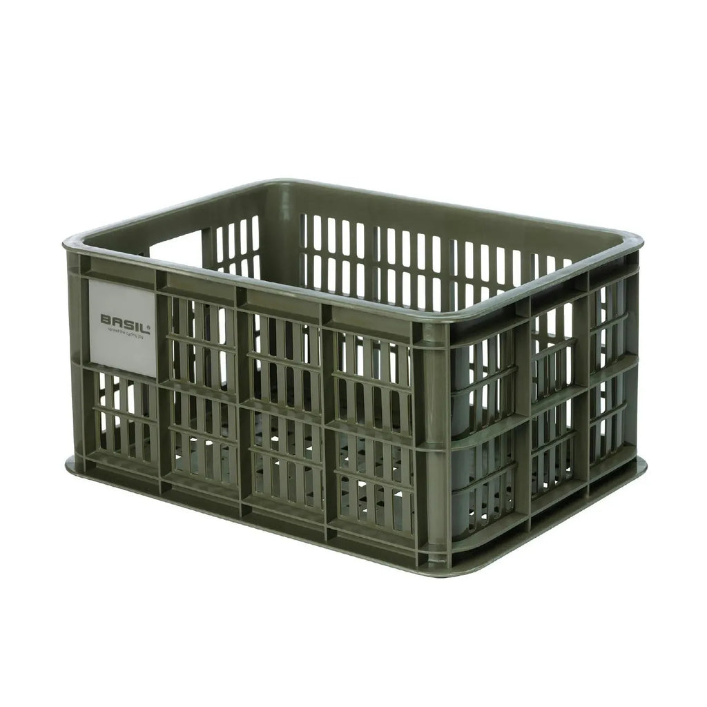 Basil Bicycle Crate Basket — Small (17.5L) / Recycled / Moss Green
