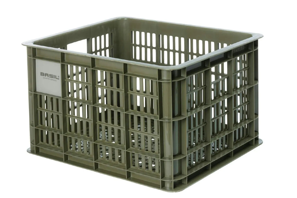 Basil Bicycle Crate Basket — Medium (29.5L) / Recycled / Moss Green